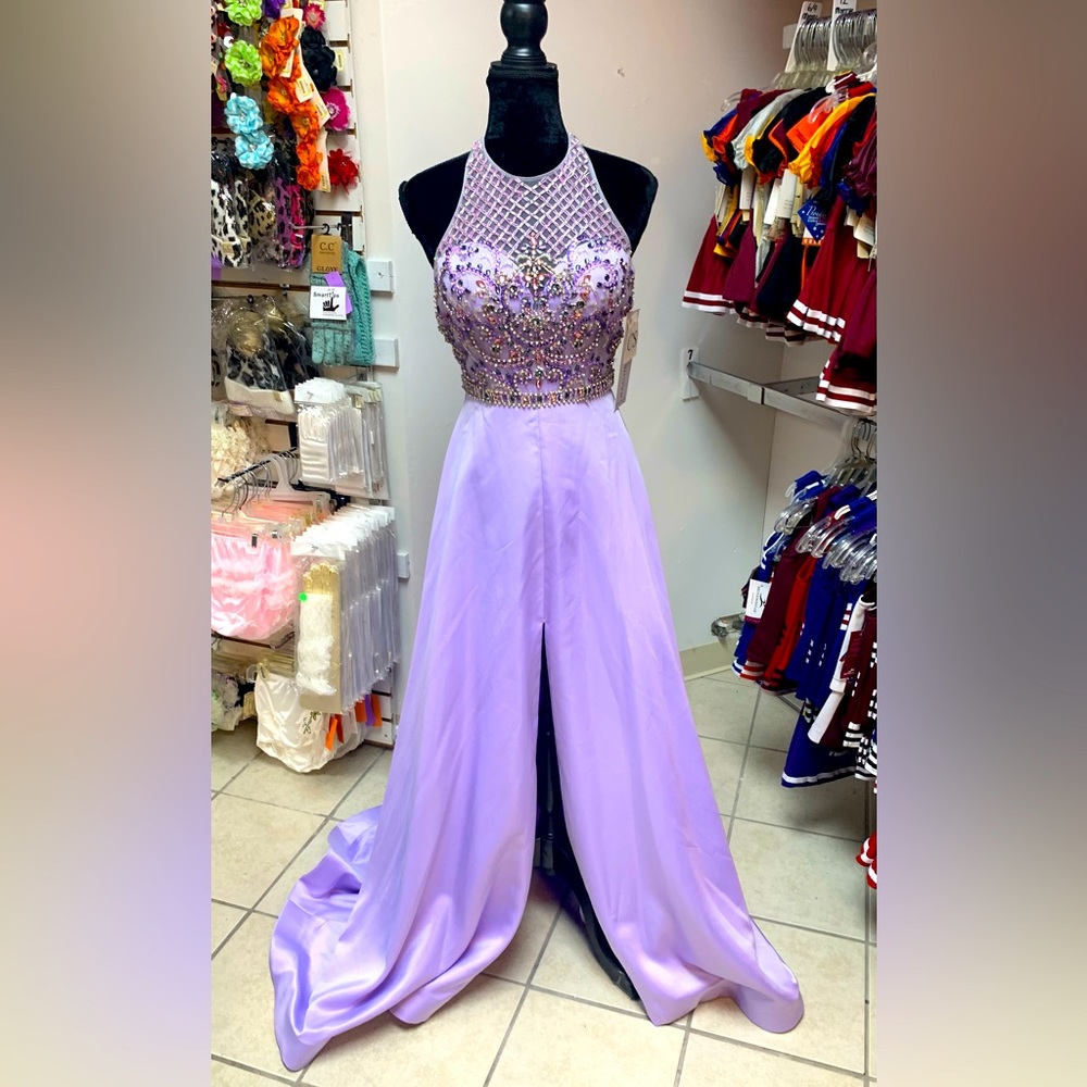 Size 8 Rachel Allen Beaded Lilac Backless Prom Homecoming Pageant Gown Dress NWT